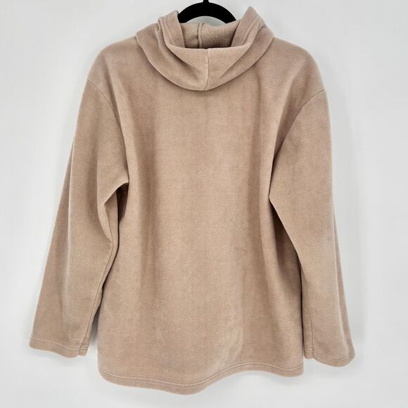 Nick & Sarah Tan Fall Leaves Hooded Zip-up Fleece Jacket Size L - Picture 4 of 6